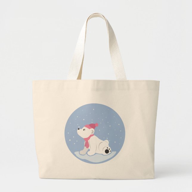 Bolsa Tote Grande Urso Polar (Frente)