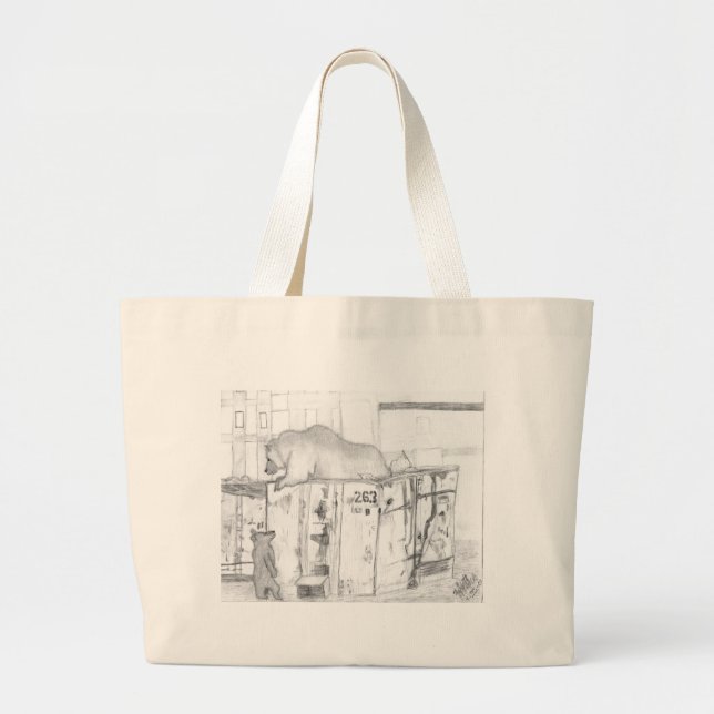 Bolsa Tote Grande ursos no saco do contentor (Frente)
