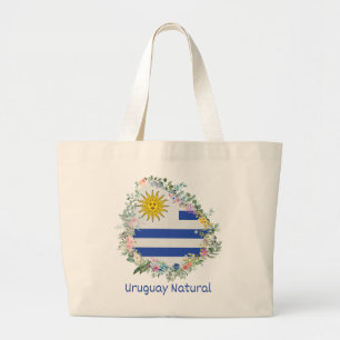 Bolsa Tote Grande Uruguai Natural, Bandeira, Celeste