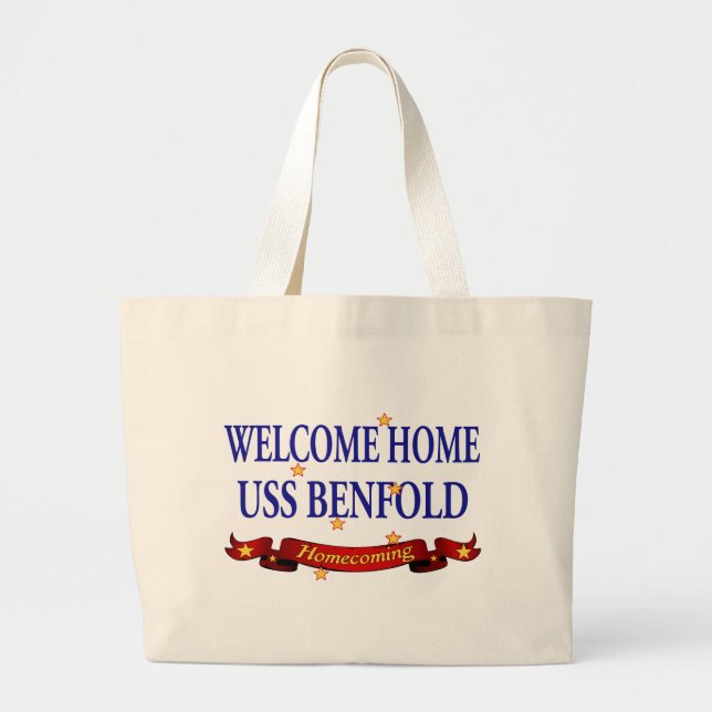 Bolsa Tote Grande USS Home bem-vindo Benfold (Frente)