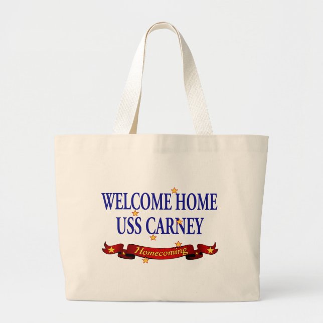 Bolsa Tote Grande USS Home bem-vindo Carney (Frente)