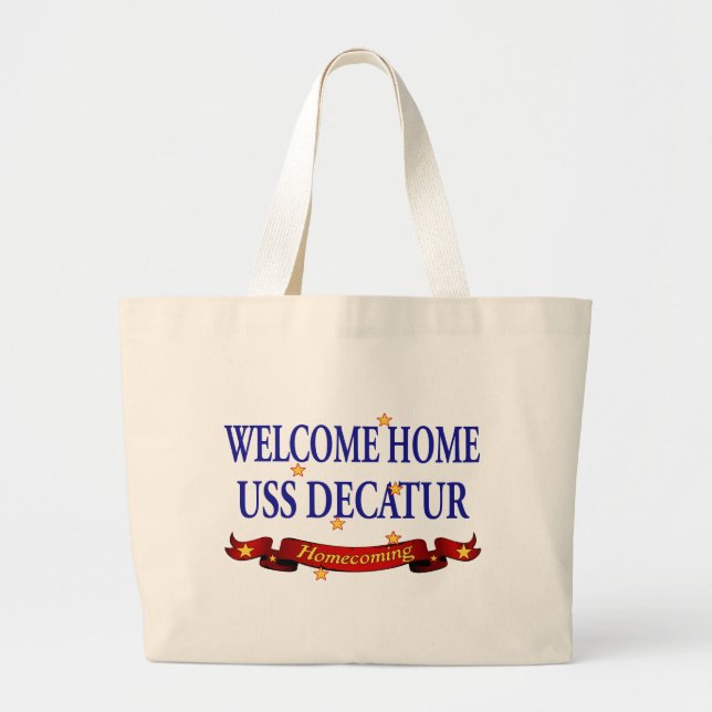 Bolsa Tote Grande USS Home bem-vindo Decatur (Frente)