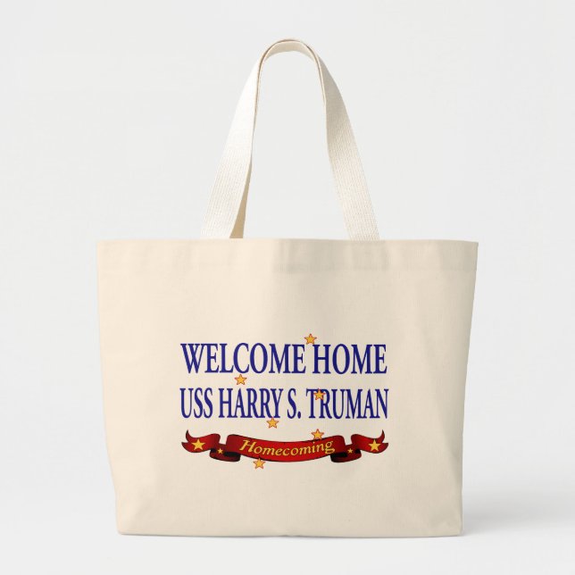 Bolsa Tote Grande USS Home bem-vindo Harry S. Truman (Frente)