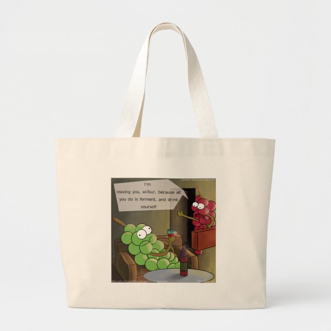 Bolsa Tote Grande Uvas Divórcios Engraçado (Frente)
