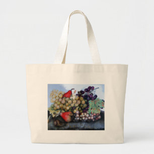 BOLSA TOTE GRANDE UVAS FRUTAS E PERAS DA SEASON
