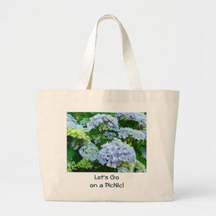 Bolsa Tote Grande Vamos, vá em PicNic! Tote bag Blue Hydrangeas