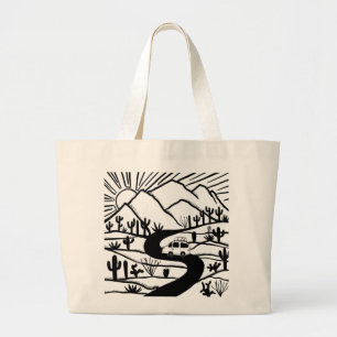 Bolsa Tote Grande Vamos vai acampar! Montanhas do deserto Camper Van