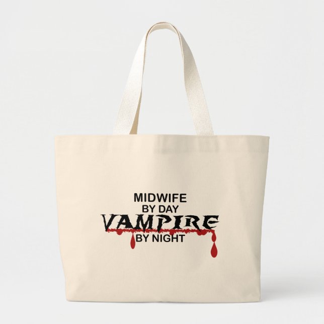Bolsa Tote Grande Vampiro da parteira em a noite (Frente)
