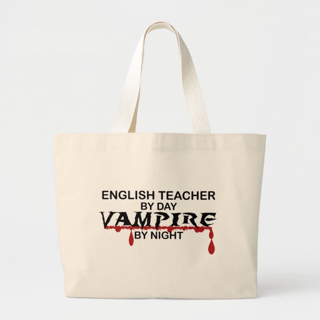 Bolsa Tote Grande Vampiro do professor de inglês em a noite (Frente)