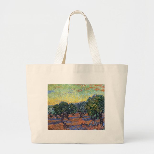 Bolsa Tote Grande Van Gogh Olive Grove com Orange Sky (Frente)