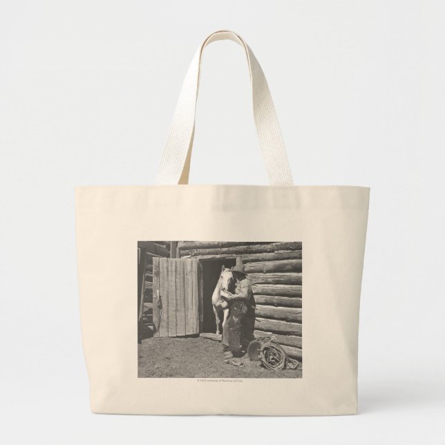 Bolsa Tote Grande Vaqueiro que lê uma letra (Frente)