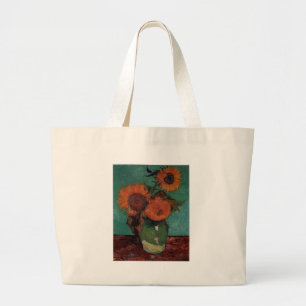 Bolsa Tote Grande Vaso com três girassóis,Vincent van Gogh