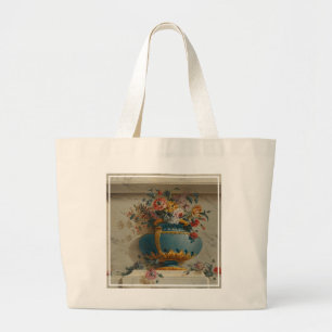 Bolsa Tote Grande Vaso das flores em uma ameia