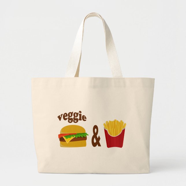 Bolsa Tote Grande Veggie Burger e Fries (Frente)