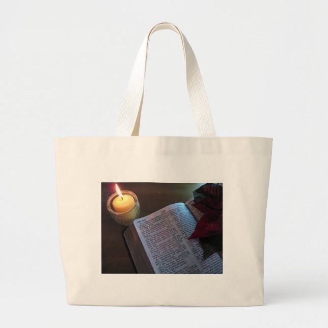 Bolsa Tote Grande Vela, Bíblia e Poinsetta (Frente)