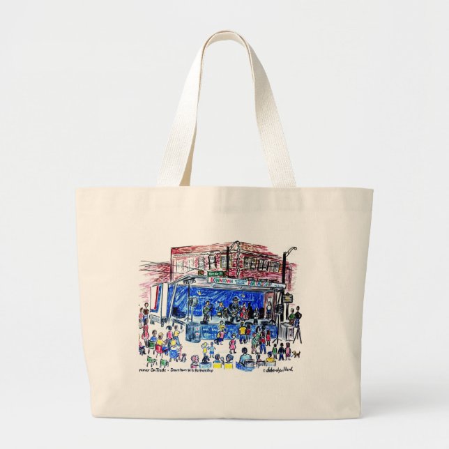 Bolsa Tote Grande "Verão" na sacola de comércio (Frente)