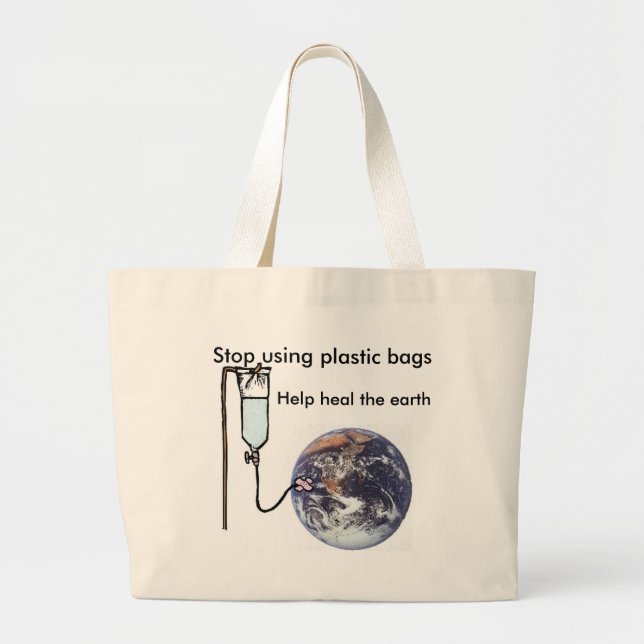 Bolsa Tote Grande Verde indo no saco da mercearia (Frente)