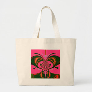 Bolsa Tote Grande Verde-Ouro Vermelho Rosa-Quente