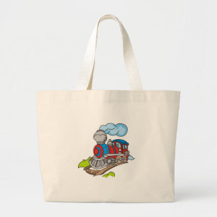 Bolsa Tote Grande Vermelho e trem azul