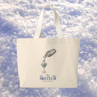 Bolsa Tote Grande viagem de esqui aquarela azul