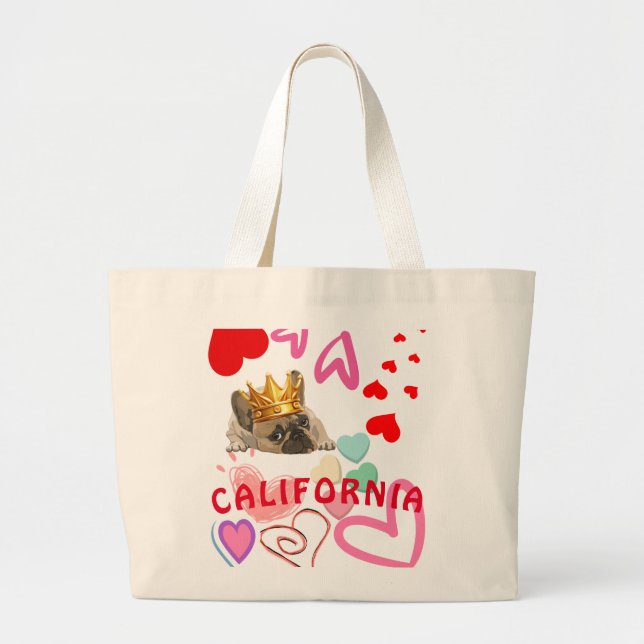 Bolsa Tote Grande Viagem de Verão de Trendy Summer, o Rei Cão da Cal (Frente)