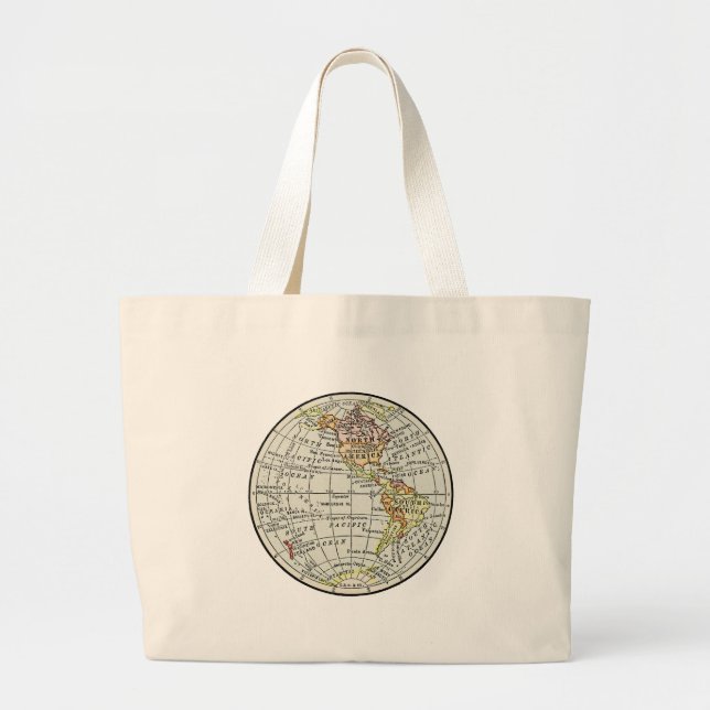 Bolsa Tote Grande Viagem do Globo de Mapeamento do Hemisfério Ociden (Frente)