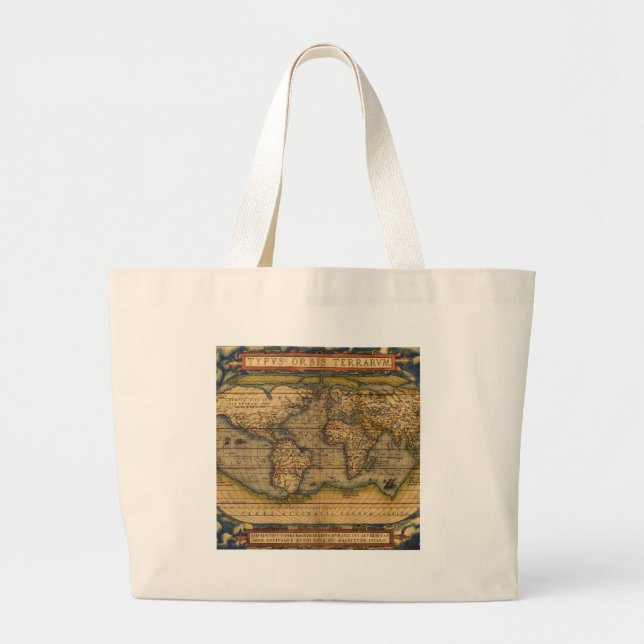 Bolsa Tote Grande Viagem do Mapa Mundial Antiquado Ortelius Europa (Frente)