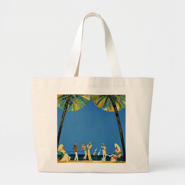 Bolsa Tote Grande Viagem francês Vintage Cote D'Azur (Frente)