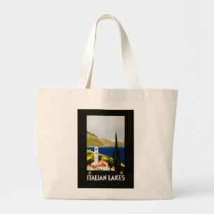 Bolsa Tote Grande Viagens vintage dos Lagos Italianos