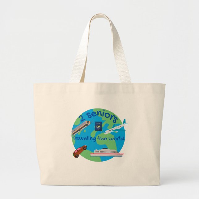 Bolsa Tote Grande Viajando pelo mundo (Frente)