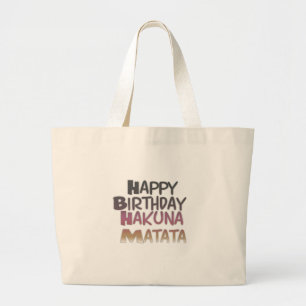 Bolsa Tote Grande Vibrante Feliz Aniversário Hakuna Matata Design
