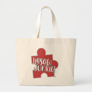Bolsa Tote Grande Viciado em Quebra-Cabeça Estilo de Vida Hobby Arte
