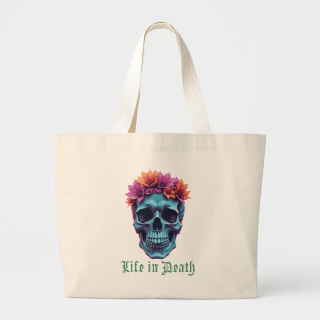 Bolsa Tote Grande Vida na Morte, Bloom em Azul (Frente)