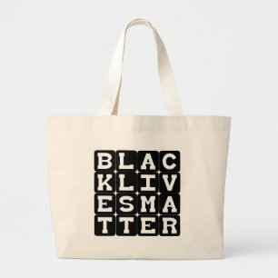 Bolsa Tote Grande Vidas Negras Importam BLM em Padrão Quadrado