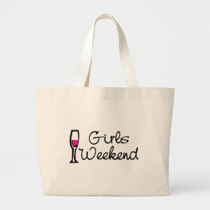 Bolsa Tote Grande Vinho do fim de semana das meninas