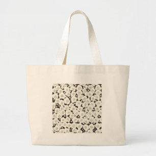 Bolsa Tote Grande Vintage 1902 Japonês Floral: Flor Branca Preta