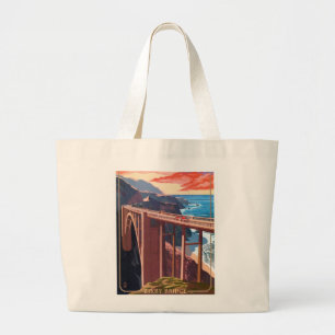Bolsa Tote Grande Vintage Big Sur Bixby Bridge USA Turismo nos EUA