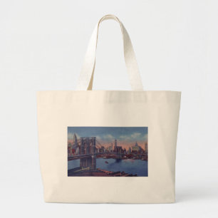 Bolsa Tote Grande Vintage Brooklyn Bridge