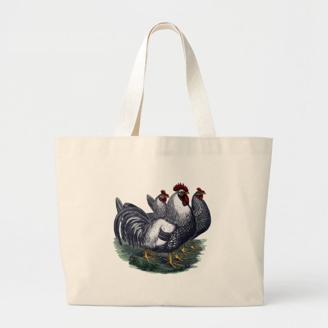 Bolsa Tote Grande Vintage Chickens (Frente)