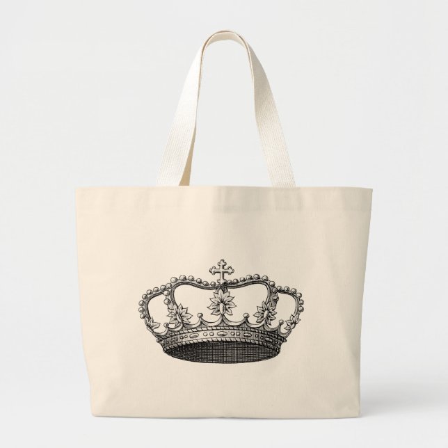 Bolsa Tote Grande Vintage Crown Black and White (Frente)