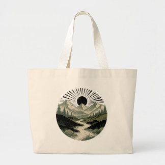 Bolsa Tote Grande Vintage Eco Minimalista Montanha