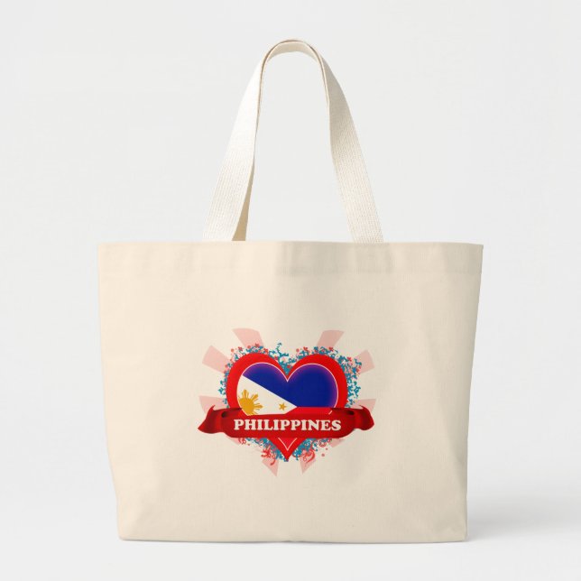 Bolsa Tote Grande Vintage eu amo Filipinas (Frente)