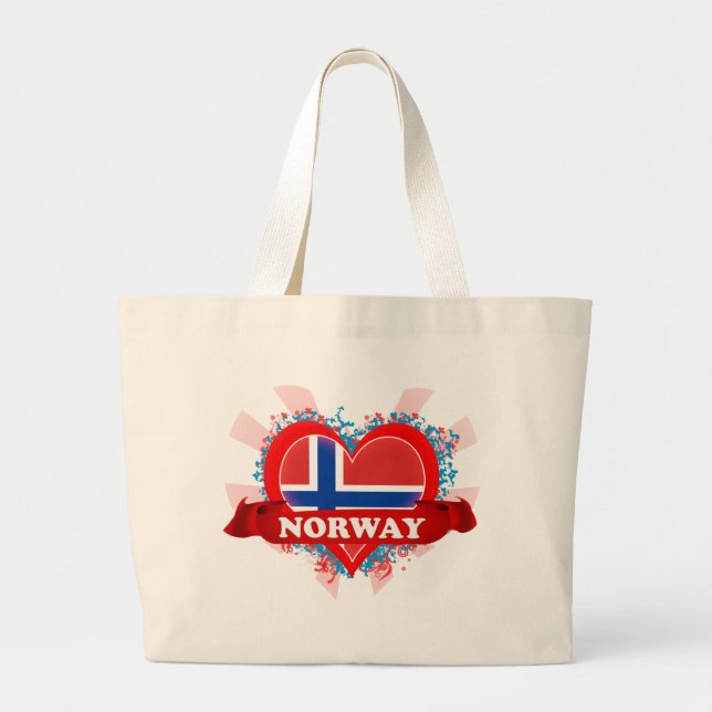 Bolsa Tote Grande Vintage eu amo Noruega (Frente)