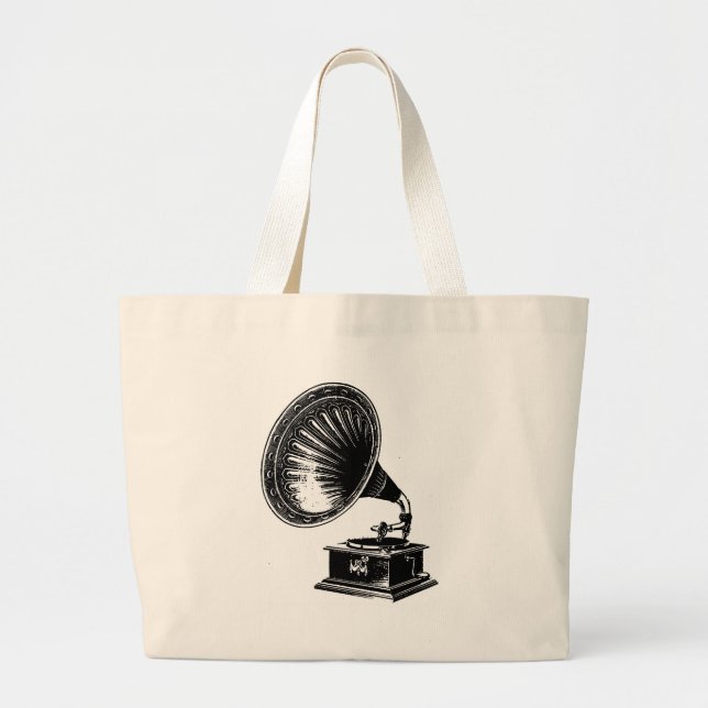 Bolsa Tote Grande Vintage Gramophone (Frente)