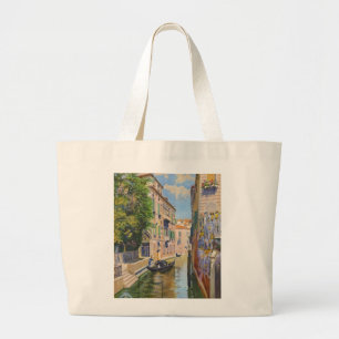 Bolsa Tote Grande Vintage Grande Canal Gondolas Veneice Itália Viage