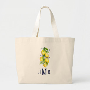 Bolsa Tote Grande Vintage Lemon Monogrammed Tote Bag