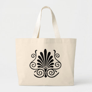 Bolsa Tote Grande Vintage olha arte deco plume preto em branco