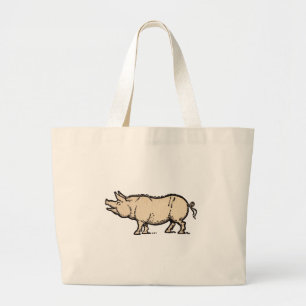Bolsa Tote Grande Vintage Pig - Ilustração de Piggy Antique