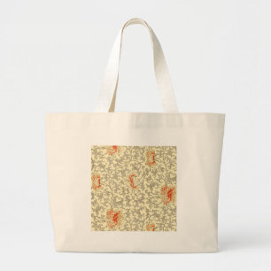 Bolsa Tote Grande Vintage Pink Cinza Botânica Floral