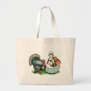 Bolsa Tote Grande Vintage pronto para a acção de graças